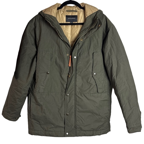 Banana Republic Other - Banana Republic Men’s Parka Jacket Medium Olive Green Hooded Quilted Lined